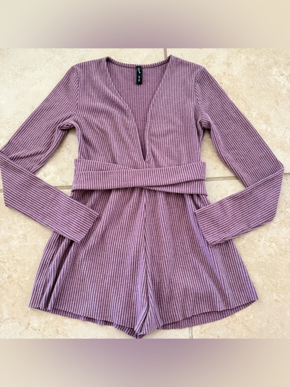 Urban Outfitters Romper Out From Under Hanna Twist Long Sleeve Purple Size M